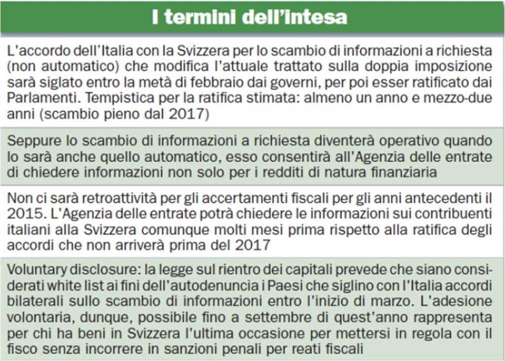 accordo fiscale italia svizzera