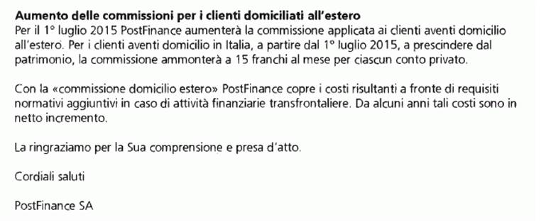 commissioni postfinance